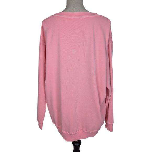 Wildfox Inside Out Baggy Beach Sweatshirt Pink and White Size M - Picture 2 of 15